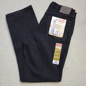 NWT Wrangler Men's 34X32 Relaxed Fit 5 Star Denim U Shape Straight Jeans Black